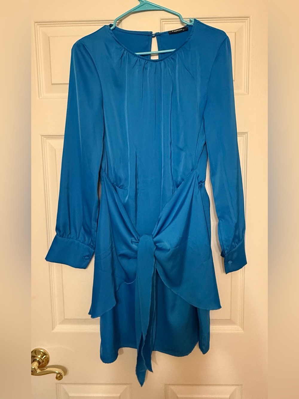 Fashion Brand Company Cobalt Blue Long-Sleeve Tie-Front Dress